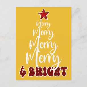 Cartão Postal De Festividades Minimalista Amarelo Dourado Vermelho Alegre e Bril