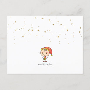 Cartão Postal De Festividades Minimalista Simples Feliz Pequeno Elfo Natal