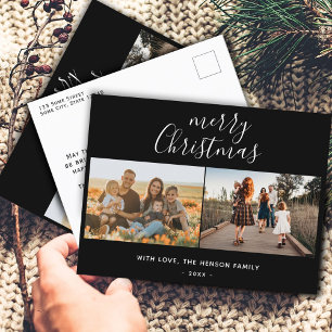 Cartão Postal De Festividades Mínimo de Foto da Família 2 de Script de Natal Pre