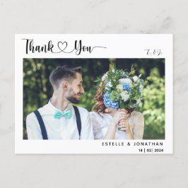 Cartão Postal De Festividades Mínimo e Chic | Foto Casamento Obrigado