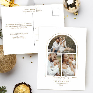Cartão Postal De Festividades Mínimo Elegante de 3 Fotografias de Arco de Linha 
