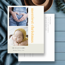 Cartão Postal De Festividades Mínimo Negrito 2 Foto Amarelo Natal Mais Merrista