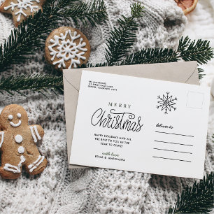 Cartão Postal De Festividades Mínimo Simples Floco de Neve