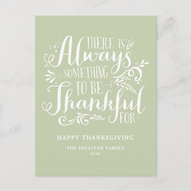 Cartão Postal De Festividades Mint Green Sempre Agradável Citação de Ação de Gra (Frente)