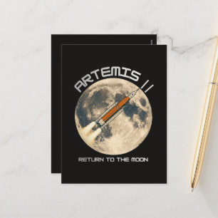 Cartão Postal De Festividades Missão Artemis à lua
