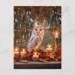 Cartão Postal De Festividades Mística do Equinócio e Velas de outono