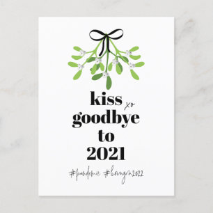 Cartão Postal De Festividades Mistletoe Kiss Adeus a 2021 "Do-Over Funny Humor"