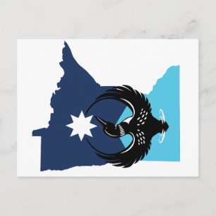 Cartão Postal De Festividades MN Loon Rising - Bandeira do estado de MN
