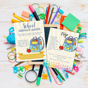 Cartão Postal De Festividades Mochila de doação da campanha de suprimentos escol