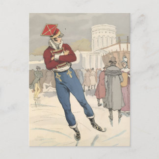 Cartão Postal De Festividades Moda de Patinação no Gelo Parisiense Vintage 1898