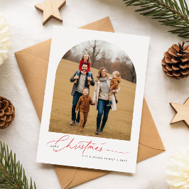 Cartão Postal De Festividades Modern Calligraphy Script Christmas Family Photo