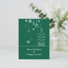 Cartão Postal De Festividades Modern Merry Christmas Green White