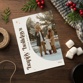 Cartão Postal De Festividades Modern Retro Family Photo Christmas Wish