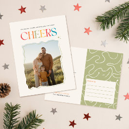 Cartão Postal De Festividades Modern Retro Script Family Photo Christmas