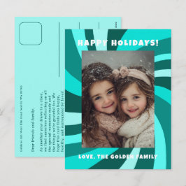 Cartão Postal De Festividades Modern Swirl HAPPY HOLIDAYS CUSTOM PHOTO