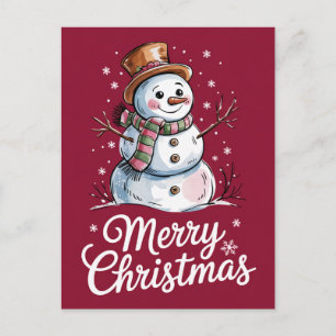 Cartão Postal De Festividades Modern Trendy Felry Natal Snowman