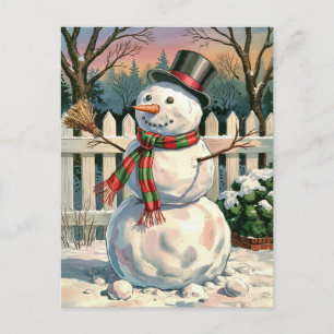 Cartão Postal De Festividades Modern Trendy Felry Natal Snowman