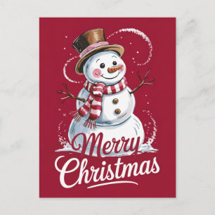 Cartão Postal De Festividades Modern Trendy Felry Natal Snowman