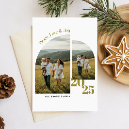 Cartão Postal De Festividades Modern Two Photo Family Christmas Holiday Postcard