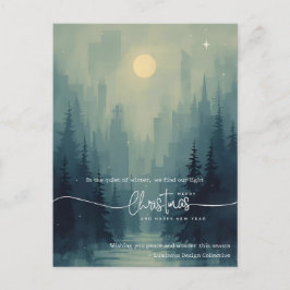 Cartão Postal De Festividades Modern Watercolor Landscape Business Christmas