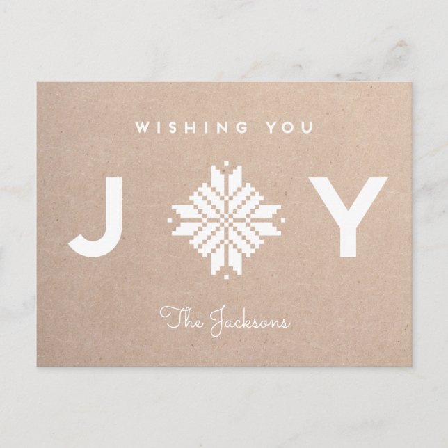Cartão Postal De Festividades Modern Wishing You Joy Holiday Paper (Frente)