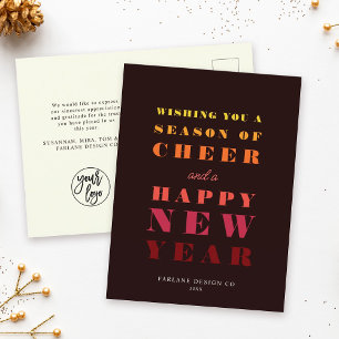 Cartão Postal De Festividades Moderno Arco-Íris Quente Bold Temporada Ano Novo