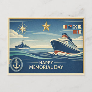 Cartão Postal De Festividades Moderno Azul Dia da Memória Naval