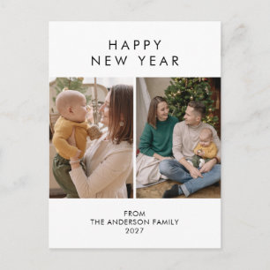 Cartão Postal De Festividades Moderno Colagem de 5 Fotos de Ano Novo Minimalista