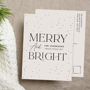Cartão Postal De Festividades Moderno Merry and Bright Creme Sem-Foto