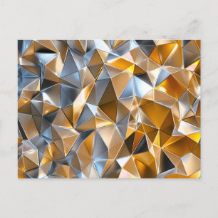 Cartão Postal De Festividades Moderno Metálico Abstrato Geométrico Dourado Prate