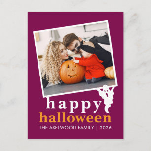 Cartão Postal De Festividades Moderno Minimalista Sólido Fofinho Fantasma Famíli