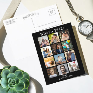 Cartão Postal De Festividades Moderno Que Ano De Revisão 12 Colagem De Fotos