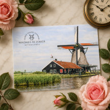 Moinho de vento Zaanse Schans Aquarela Patrimônio 