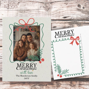 Cartão Postal De Festividades Moldura de rabisco desenhada à mão Feliz Natal 