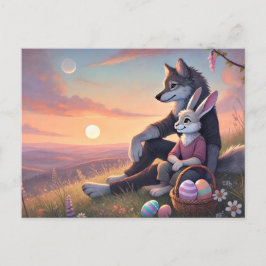 Cartão Postal De Festividades Momento Sunset Mágico - Cena de Páscoa Wolf & Bunn