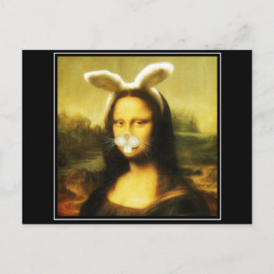 Cartão Postal De Festividades Mona Lisa Bunny Ears Páscoa