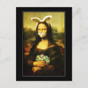 Cartão Postal De Festividades Mona Lisa Bunny Ears Páscoa