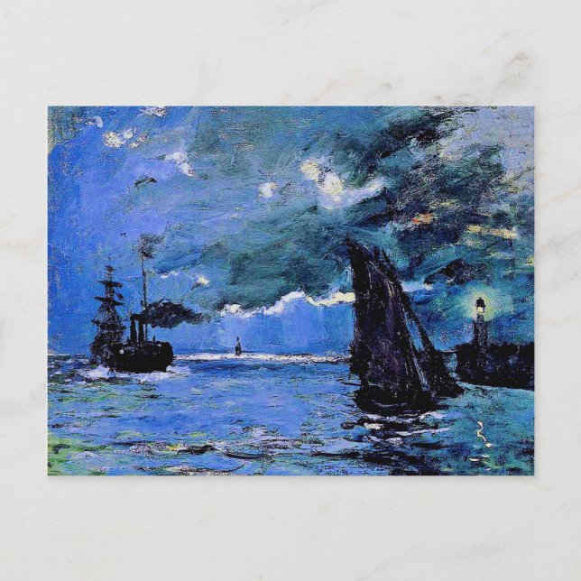 Cartão Postal De Festividades Monet - Saída, Efeito Noturno, trabalho de arte fa (Frente)