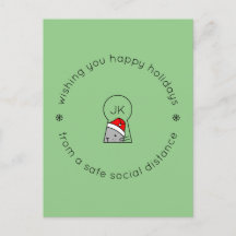 Monograma à Distância Social de Natal Verde Gato