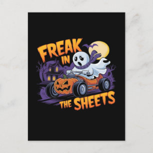 CARTÃO POSTAL DE FESTIVIDADES MONSTRO DE HALLOWEEN NA LENÇOL
