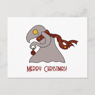 Cartão Postal De Festividades Monstro fofo de bola de Natal