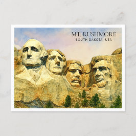Cartão Postal De Festividades Monte Rushmore USA Watercolor Viagem