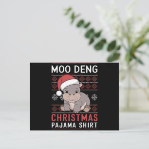 Cartão Postal De Festividades Moo Deng Natal Pajama Matando Família