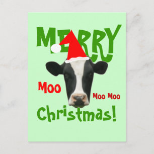 Cartão Postal De Festividades Moo Moo Moo Cartaz de Vaca de Natal Feliz