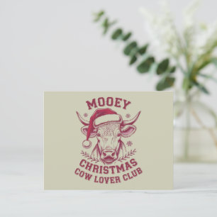Cartão Postal De Festividades Mooey Christmas Western Cow Lover Club Xmas Season