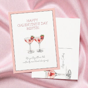 Cartão Postal De Festividades Morango Rosa, Rosa, Martini Galentine Dia