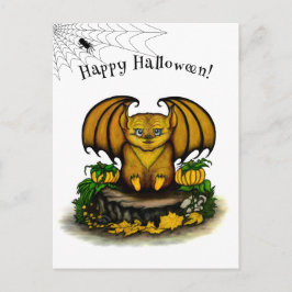 Cartão Postal De Festividades Morcego fofo de Halloween