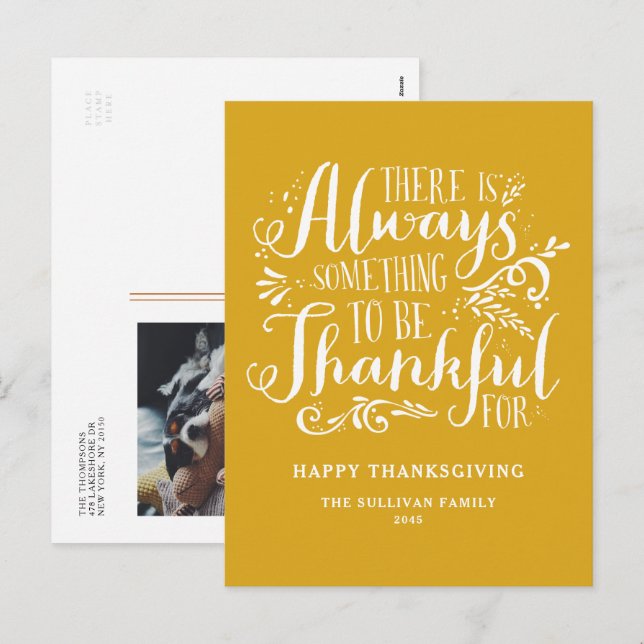 Cartão Postal De Festividades Mostarda Amarelo Sempre - Ação de Graças (Frente/Verso)