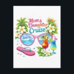 Cartão Postal De Festividades Mother Daughter Cruise Tropical Vacation<br><div class="desc">Colorful tropical travel artwork with sunglasses reflecting a cruise ship,  cocktails,  beach flowers and palm elements creating a vibrant vacation mood. Perfect for celebrating a special cruise trip shared by mother and daughter.</div>