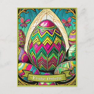 Cartão Postal De Festividades Motivo da Páscoa colorido desenho de ovos da Pásco